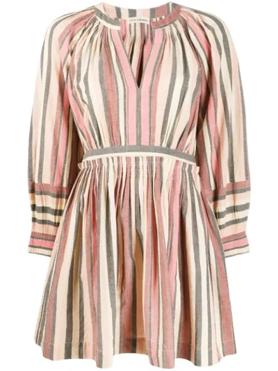 ULLA JOHNSON SHORT STRIPED DRESS - 粉色