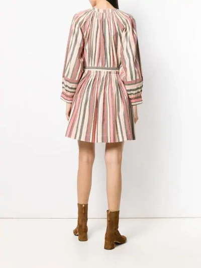 ULLA JOHNSON SHORT STRIPED DRESS - 粉色