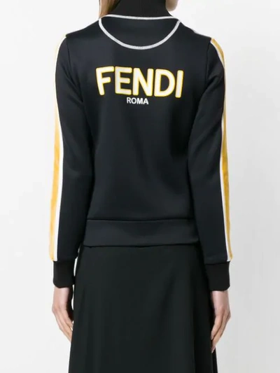 Shop Fendi Logo Embroidered Jacket In Black