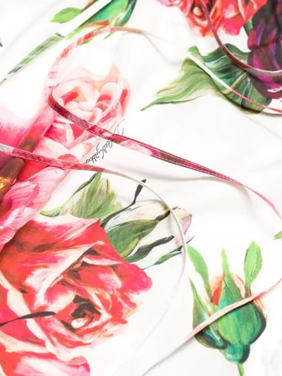 Shop Dolce & Gabbana Peony Print Mandarin Collar Shirt In Pink