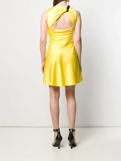 Shop Versace Ruched Front Dress In Yellow