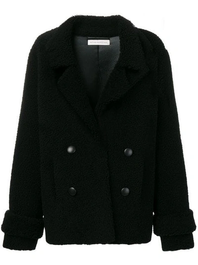 Shop Inès & Maréchal Double-breasted Shearling Coat In Black