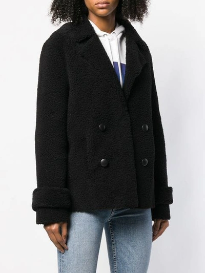 Shop Inès & Maréchal Double-breasted Shearling Coat In Black