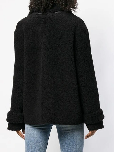 Shop Inès & Maréchal Double-breasted Shearling Coat In Black