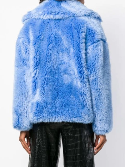 Shop Msgm Faux Fur Coat In Blue
