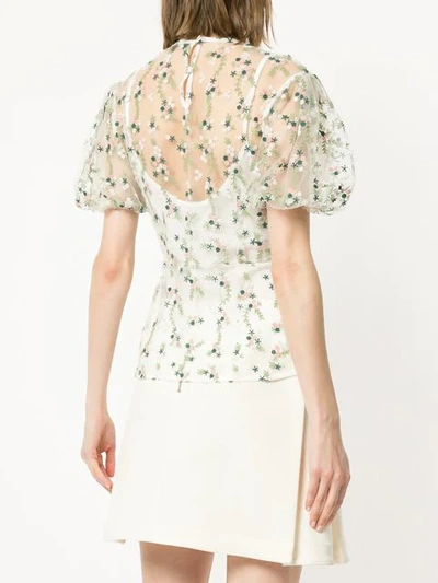 Shop Markus Lupfer Floral Embroidered Sheer Top In White
