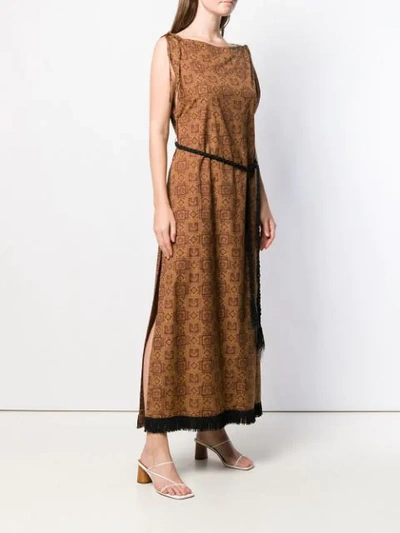 Pre-owned A.n.g.e.l.o. Vintage Cult 1960s Printed Maxi Dress In Brown