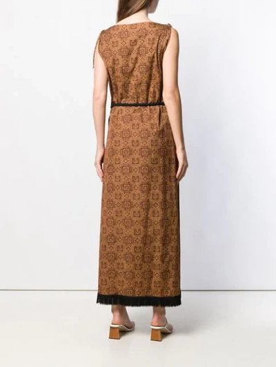 Pre-owned A.n.g.e.l.o. Vintage Cult 1960s Printed Maxi Dress In Brown