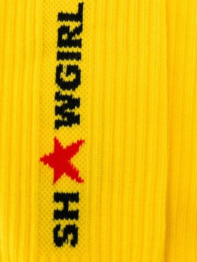 Shop Ash Logo Print Socks - Yellow