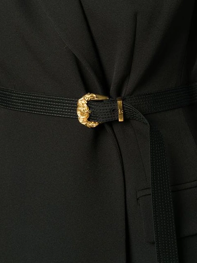 Shop Versace Belted Blazer In Black