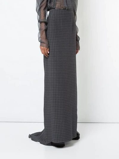 Shop Vera Wang Side Slit Checked Maxi Skirt In Grey