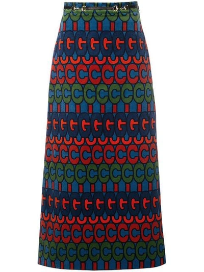 Shop Gucci Psychedelic Logo Print Skirt In Multicolour
