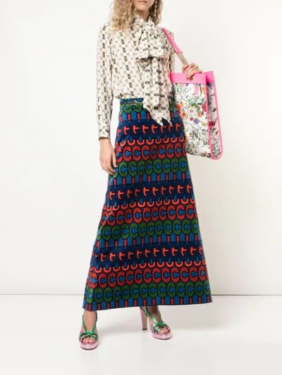 Shop Gucci Psychedelic Logo Print Skirt In Multicolour