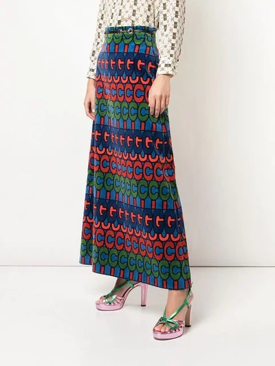 GUCCI PSYCHEDELIC LOGO PRINT SKIRT - 多色