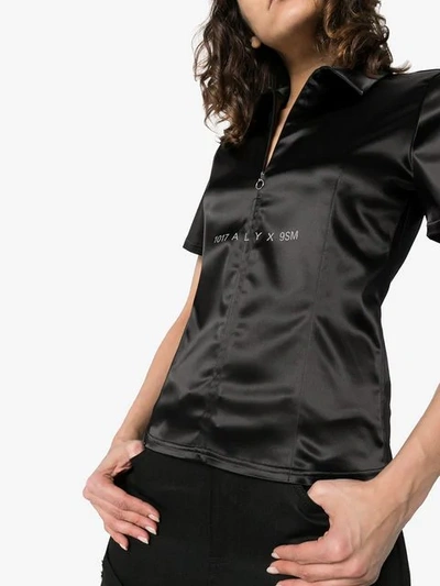 Shop Alyx Satin Zip Front Shirt In Black