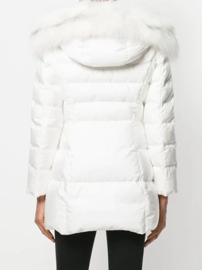 Shop Prada Trim Padded Jacket In F009 Bianco