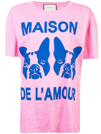 Gucci French Bulldog Oversized T-shirt In Pink | ModeSens