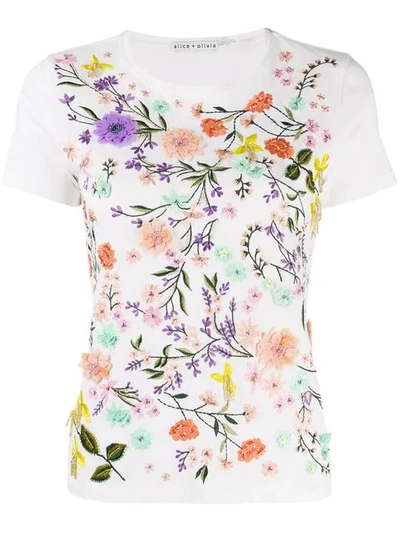 Shop Alice And Olivia Floral T-shirt In White