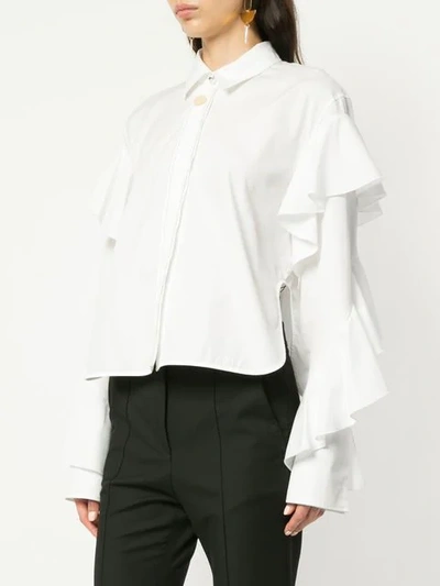 Shop Ellery Voltaire Frill Sleeve Shirt In White