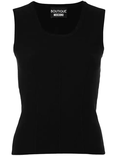 Shop Boutique Moschino Stretch-jersey Top In Black