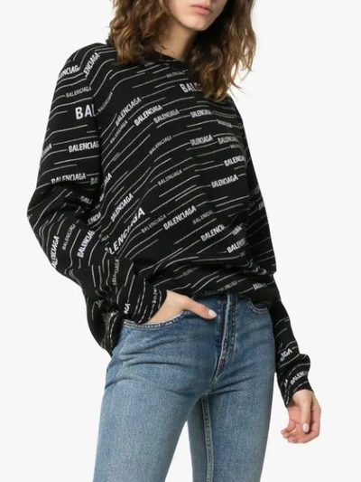Shop Balenciaga Logo-intarsia Wool Jumper In Black