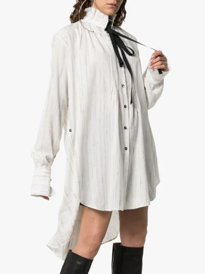 ANN DEMEULEMEESTER RUFF NECK BUTTON DOWN LONG BACK SHIRT - 大地色