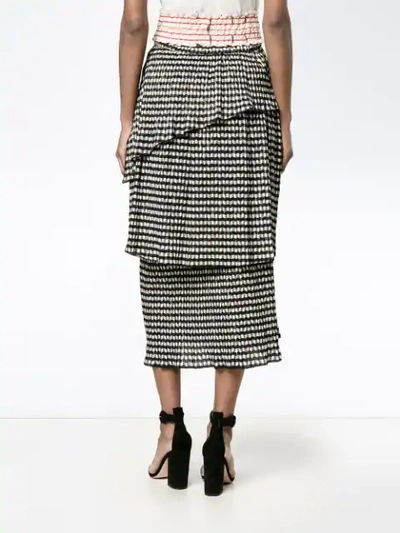 Shop Rosie Assoulin Gingham Tiered Skirt In Black