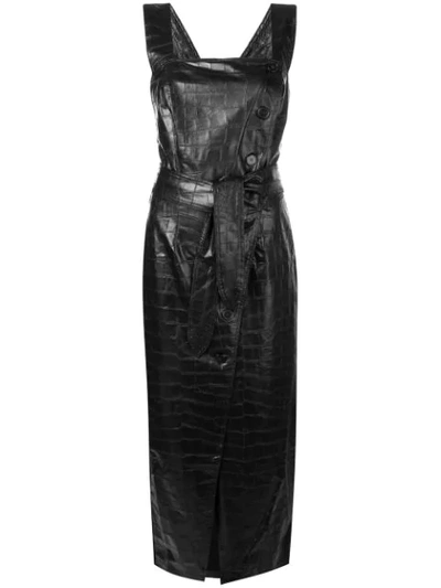 Shop Nanushka Zora Crocodile Faux-leather Dress - Black