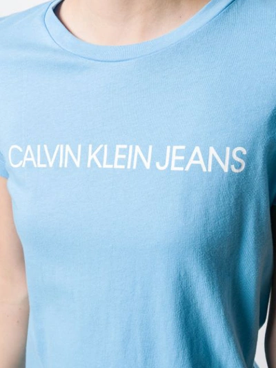 Shop Calvin Klein Jeans Est.1978 Logo Brand T-shirt In Blue