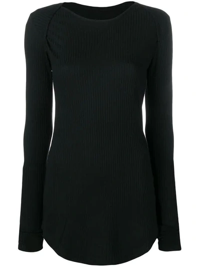 Shop Mm6 Maison Margiela Ribbed Knit Sweatshirt In Black