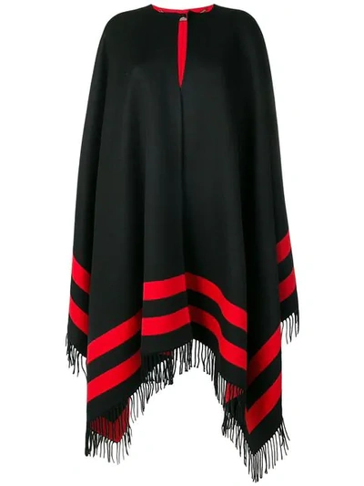 Shop Alexander Mcqueen Reversible Striped Cape In Black