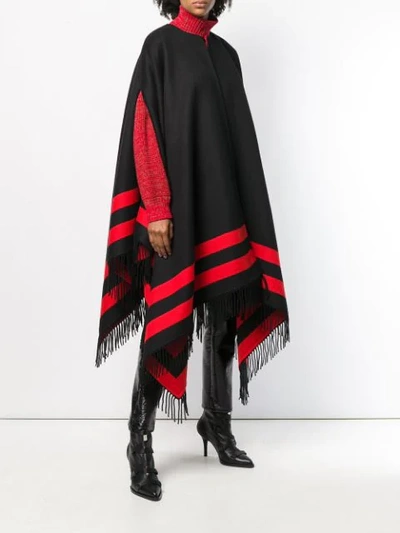 Shop Alexander Mcqueen Reversible Striped Cape In Black