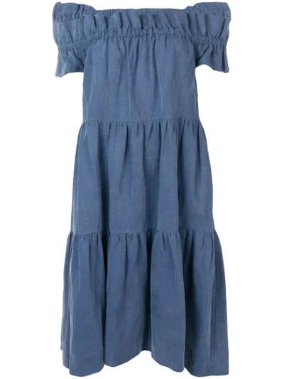 Shop Ulla Johnson Off The Shoulder Dress In Chambray