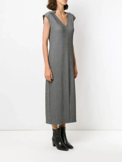 Shop Alcaçuz Linear Midi Dress In Grey