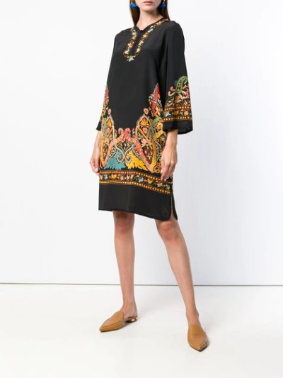 Shop Etro Print Shift Dress In Black