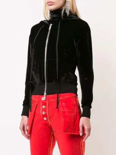 Ben Taverniti Unravel Project Velour Basic Zip Hoodie In Black