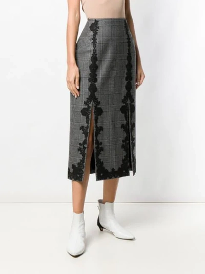 Shop Jonathan Simkhai Lace Trim Glen Check Skirt In Grey