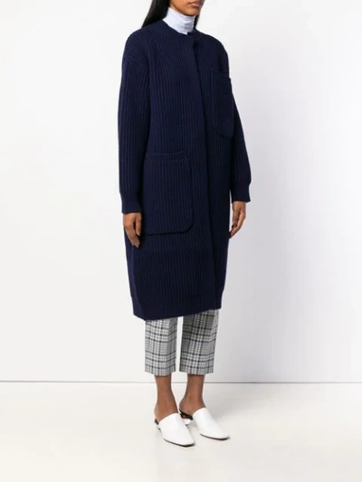Shop Sofie D'hoore Long Knit Coat - Blue