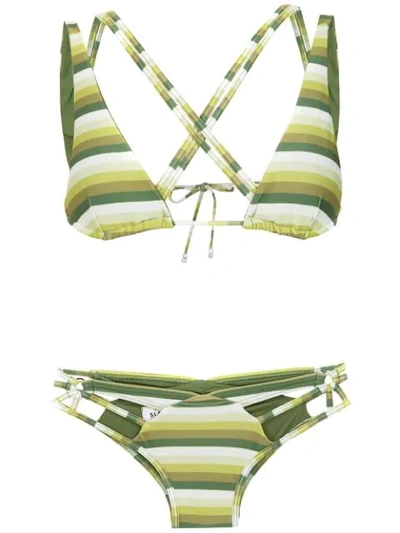 Shop Amir Slama Striped Bikini In Green