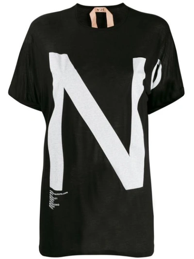 Shop N°21 Nº21 T-shirt Mit Logo-print - Schwarz In Black