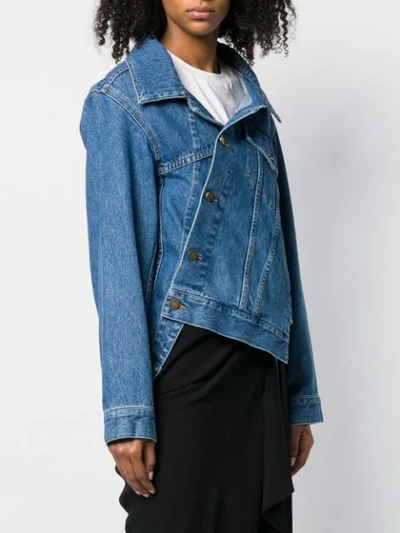 Shop Monse Twisted Denim Jacket In Blue