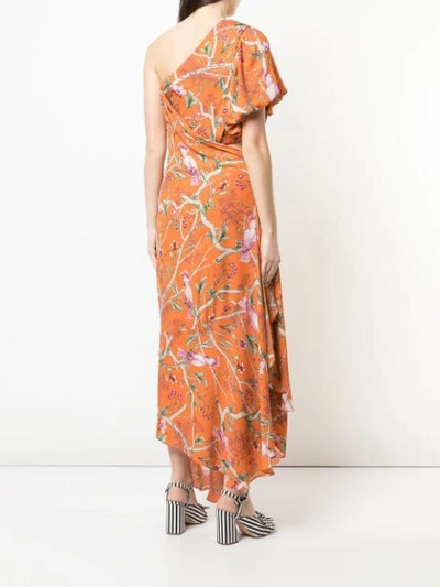 Shop Johanna Ortiz One Shoulder Printed Dress In Orange