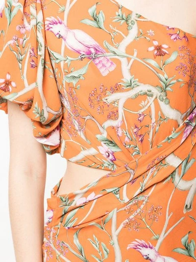 Shop Johanna Ortiz One Shoulder Printed Dress In Orange