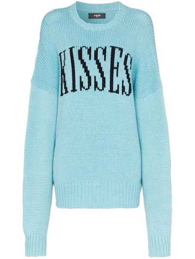 Shop Amiri Kisses Oversized Jumper In Blue