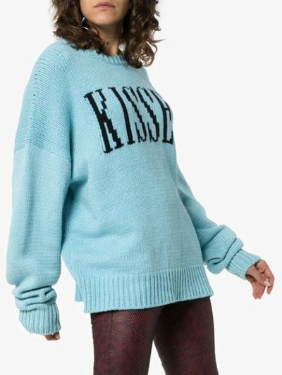 Shop Amiri Kisses Oversized Jumper In Blue