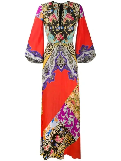 Shop Etro Printed Maxi Dress In Red