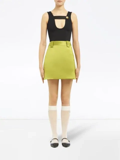 Prada Satin Wrap-effect Mini Skirt In Green | ModeSens