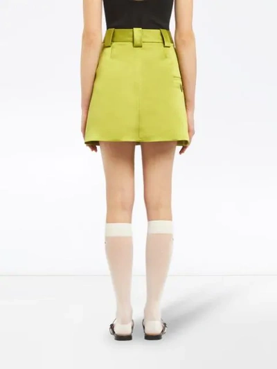 Prada Satin Wrap-effect Mini Skirt In Green | ModeSens