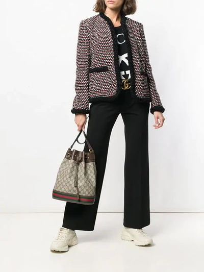 Shop Gucci Boxy Tweed Jacket In Black