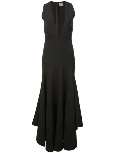 Shop Solace London Plunge Neck Maxi Gown In Black